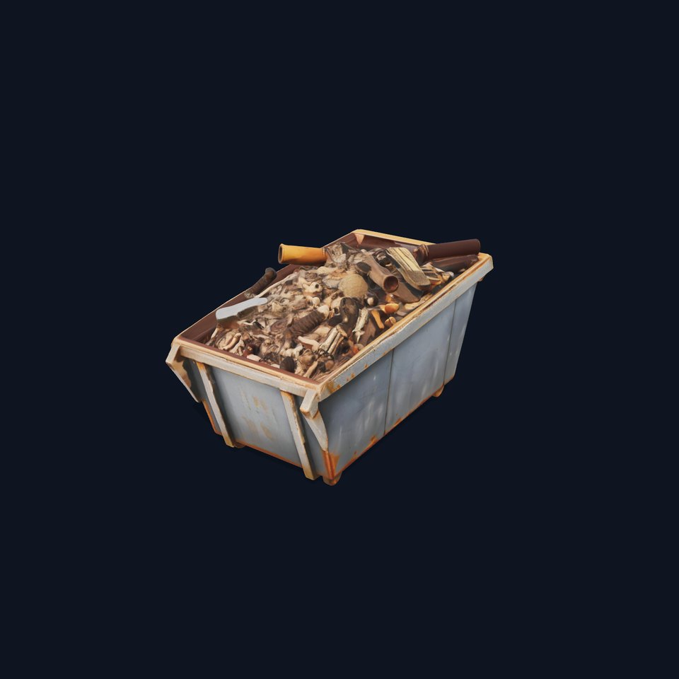 Rusted Construction Dumpster with Debris D Model Pack